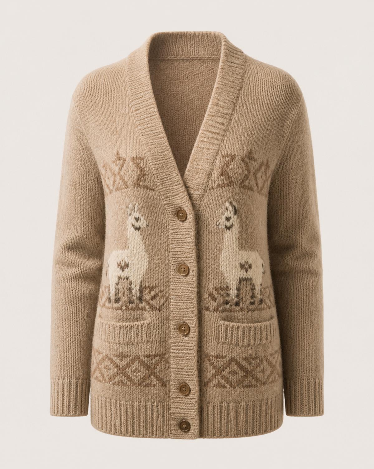 Andean Knit Cardigan in Camel