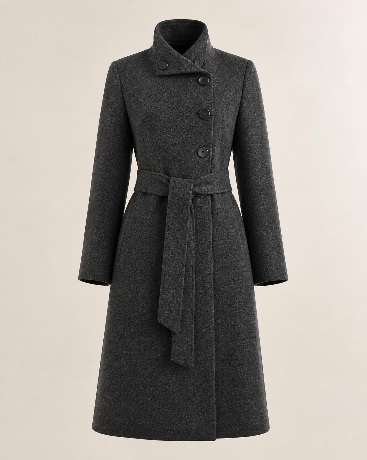 Handwoven Wool Coat in Charcoal
